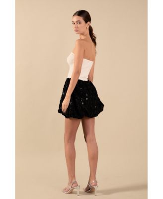 Women's Textured Strapless Voluminous Mini Dress