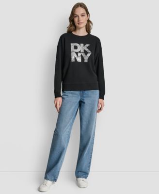 DKNY Jeans - Women's Stacked Foil Logo Crewneck Sweatshirt