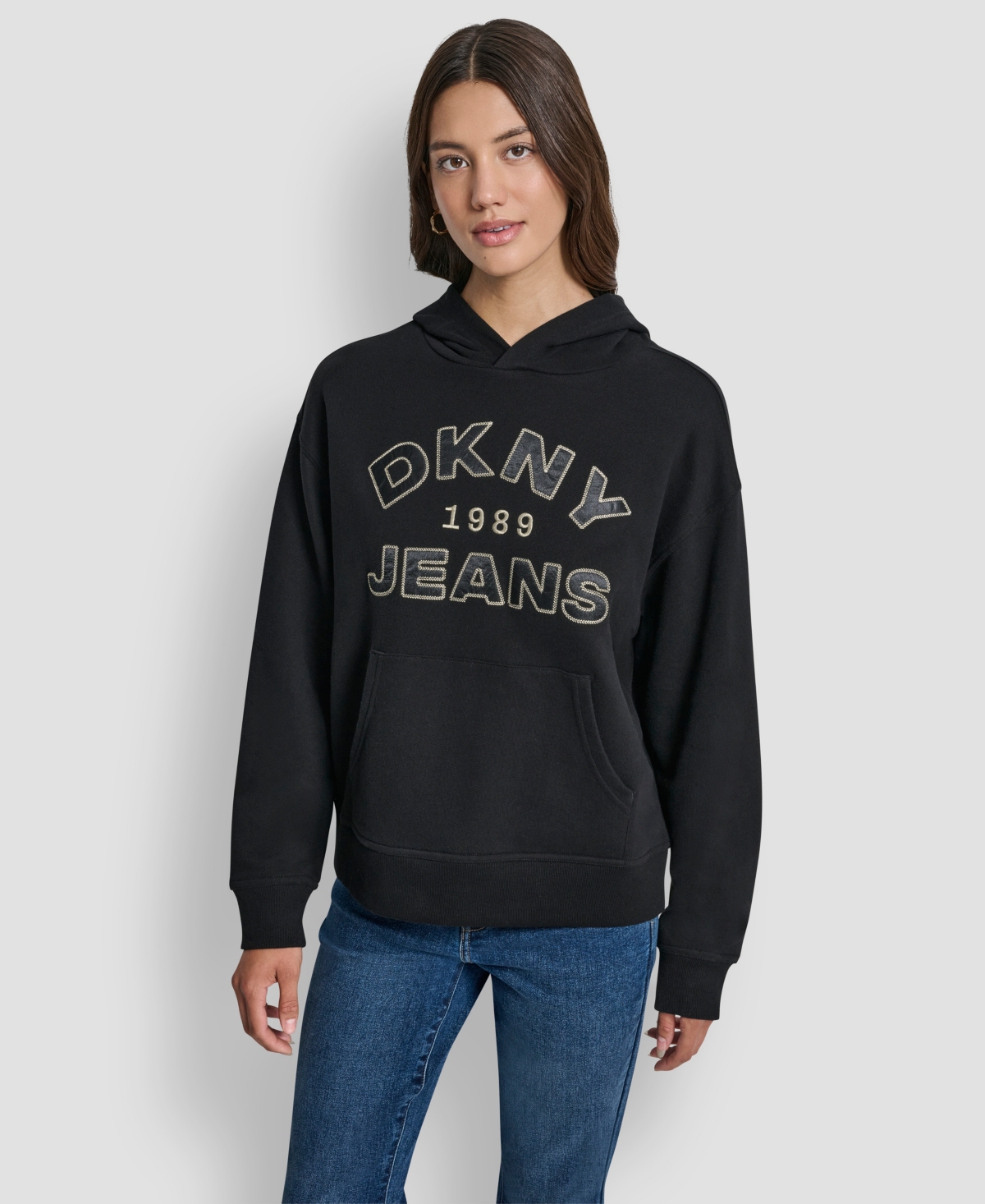 Dkny Jeans Women's Applique Chainstitch Logo Hoodie