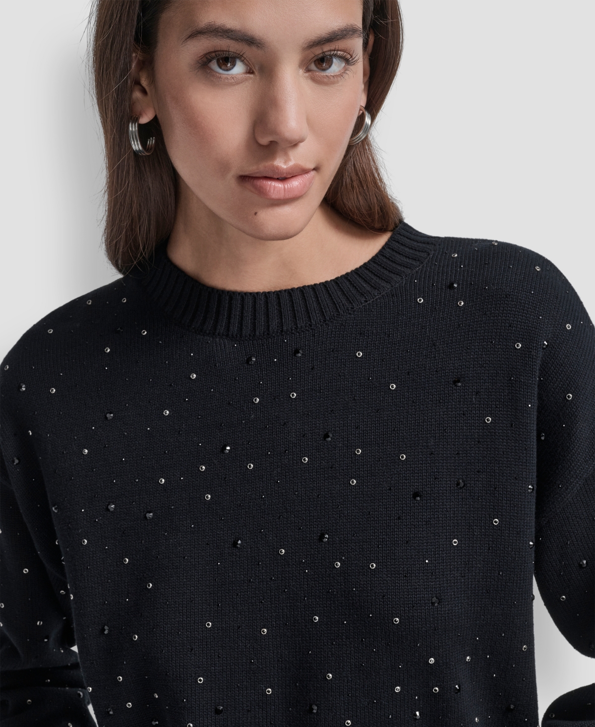 Dkny Jeans Women's Rhinestone Embellished Crewneck Sweater