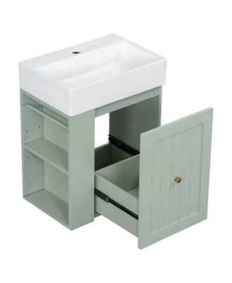 Bathroom Vanity with Ceramic Sink Storage Cabinet Drawer and Golden Handle