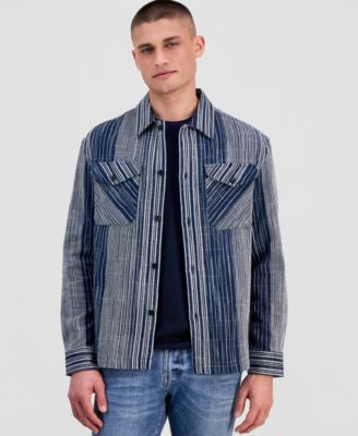 Men's Atlas Linear Jacquard Long-Sleeve Cotton Overshirt