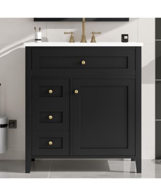 Bathroom Vanity with Sink 3 Drawers and Adjustable Shelf Freestanding Storage
