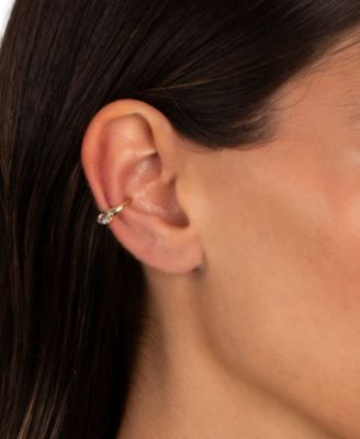 Cubic Zirconia Gold Plated Gold Plated Marquise Bezel Cuff Earrings