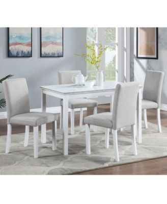 5-Piece Crystal Accent Wood Dining Set with Rectangular Kitchen Table and 4 Upholstered Chairs