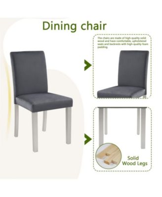 sumyeg 6-Piece Silver Grey Crystal Accent Wood Dining Set with Rectangular Table 4 Upholstered Chairs and Bench