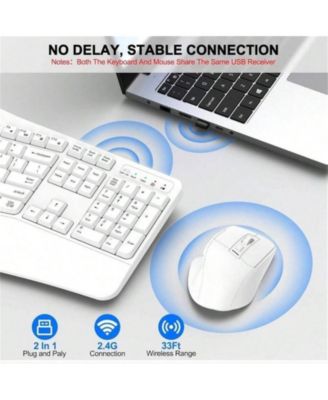 Wireless Keyboard And Mouse Combo, 2.4G Full Size Keys Keyboard With Wrist Rest And 3 - Level DPI Adjustable Wireless Mouse, OS Desktop Laptop, White