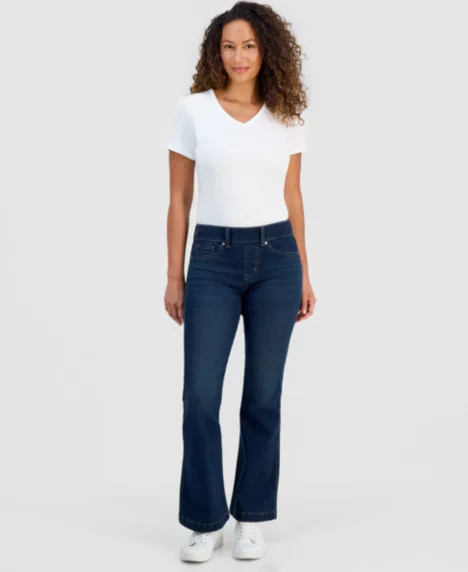 Petite Pull-On Shaping High-Rise Bootcut Jeans - Midnight Wash