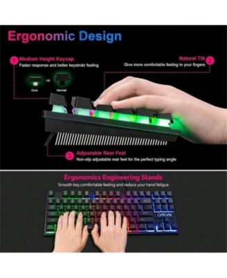 87 Keys TKL Gaming Keyboard And Mouse Combo - Wired Backlit Keyboard with 800 - 3200 DPI RGB Mouse, Gaming PC Laptop - Black