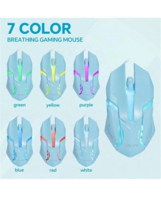 87 Keys TKL Gaming Keyboard And Mouse Combo - Wired Backlit Keyboard with 800 - 3200 DPI RGB Mouse, Gaming PC Laptop - Main Blue