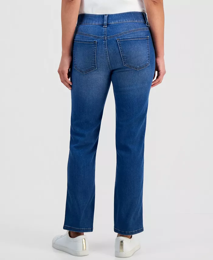 Petite High-Rise Pull-On Straight-Leg Jeans - thumbnail 9