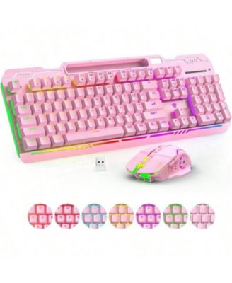 Wireless Gaming Keyboard And Mouse Combo - RGB Backlit Rechargeable 2000mAh,