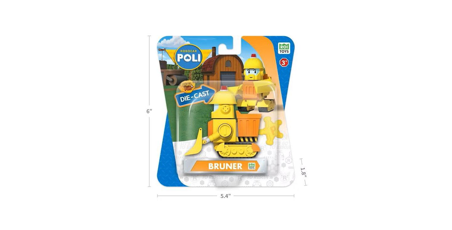 Детская игрушка Robocar Poli Die-Cast Bulldozer Construction Truck - Bruner Early Educational & Role-Play Toys for Toddlers Ages 1+ — фото 7