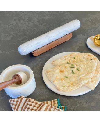 Marble Rolling Pin on Wood Base