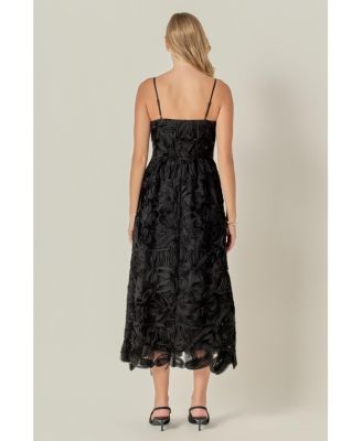 Women's Flower Embellished Midi Dress.