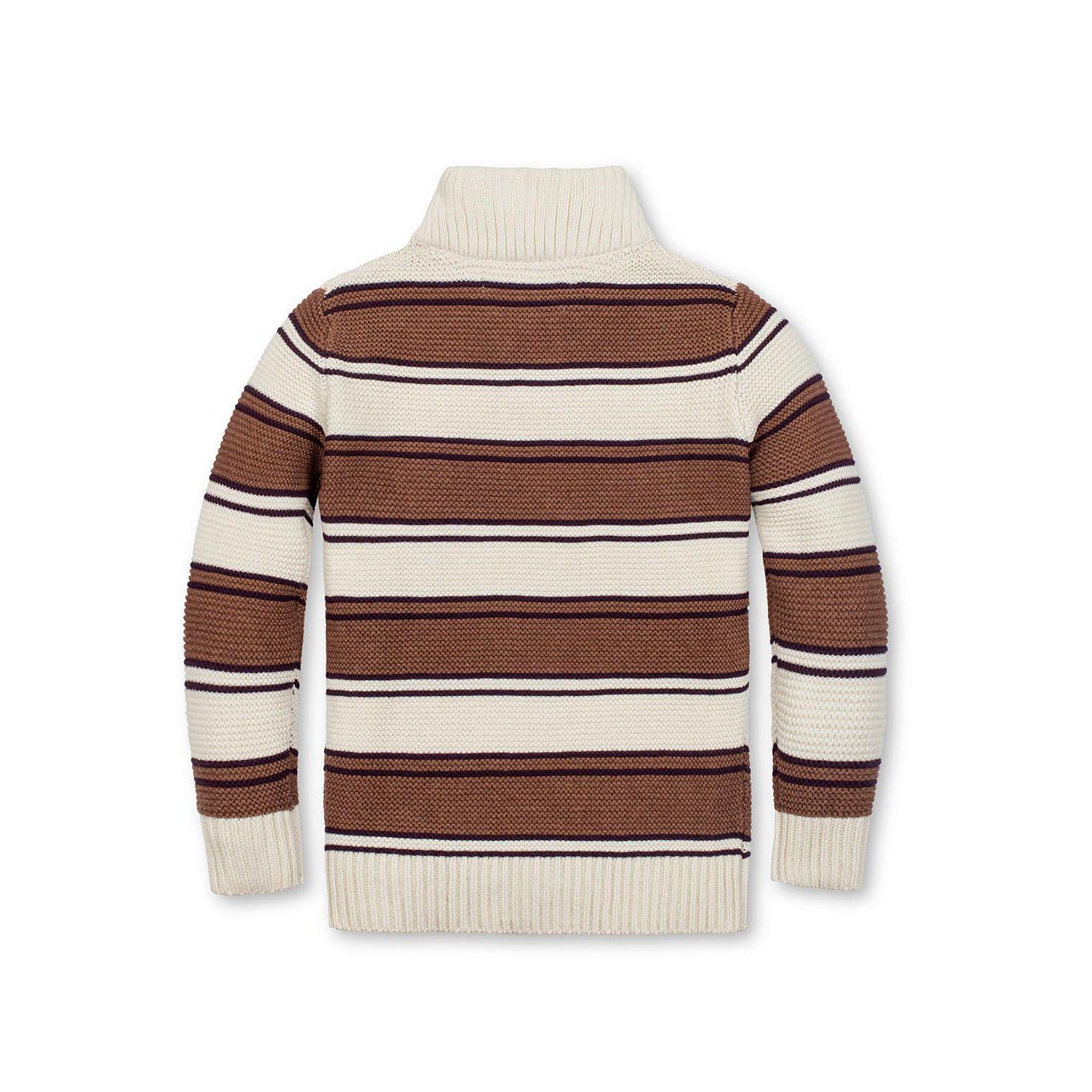Hope and Henry Little and Big Boys' Organic Mock Neck Stripe Sweater
