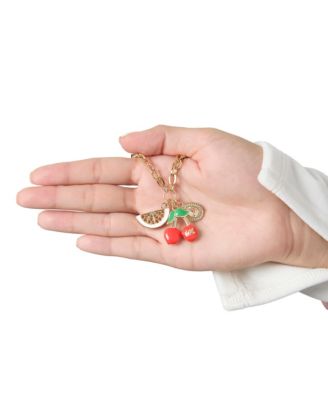 Cherry & Watermelon Charm Necklace - 18 + 2'' Chain