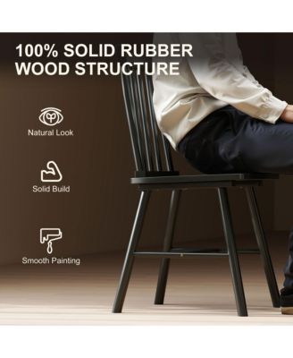 Dining Chairs Set of 2, Farmhouse Rubber Wood Kitchen Chairs,