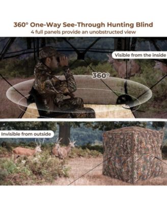 Hunting Blind 360 Degree One-Way See-Through Ground Blind for 2-3 Person