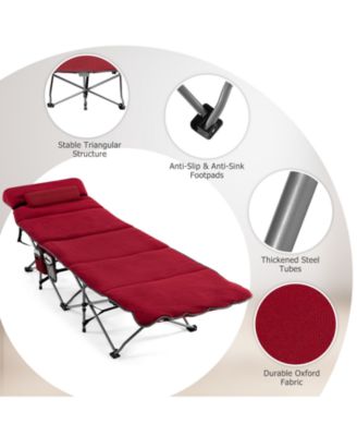 Folding Retractable Travel Camping Cot with Mattress and Carry Bag