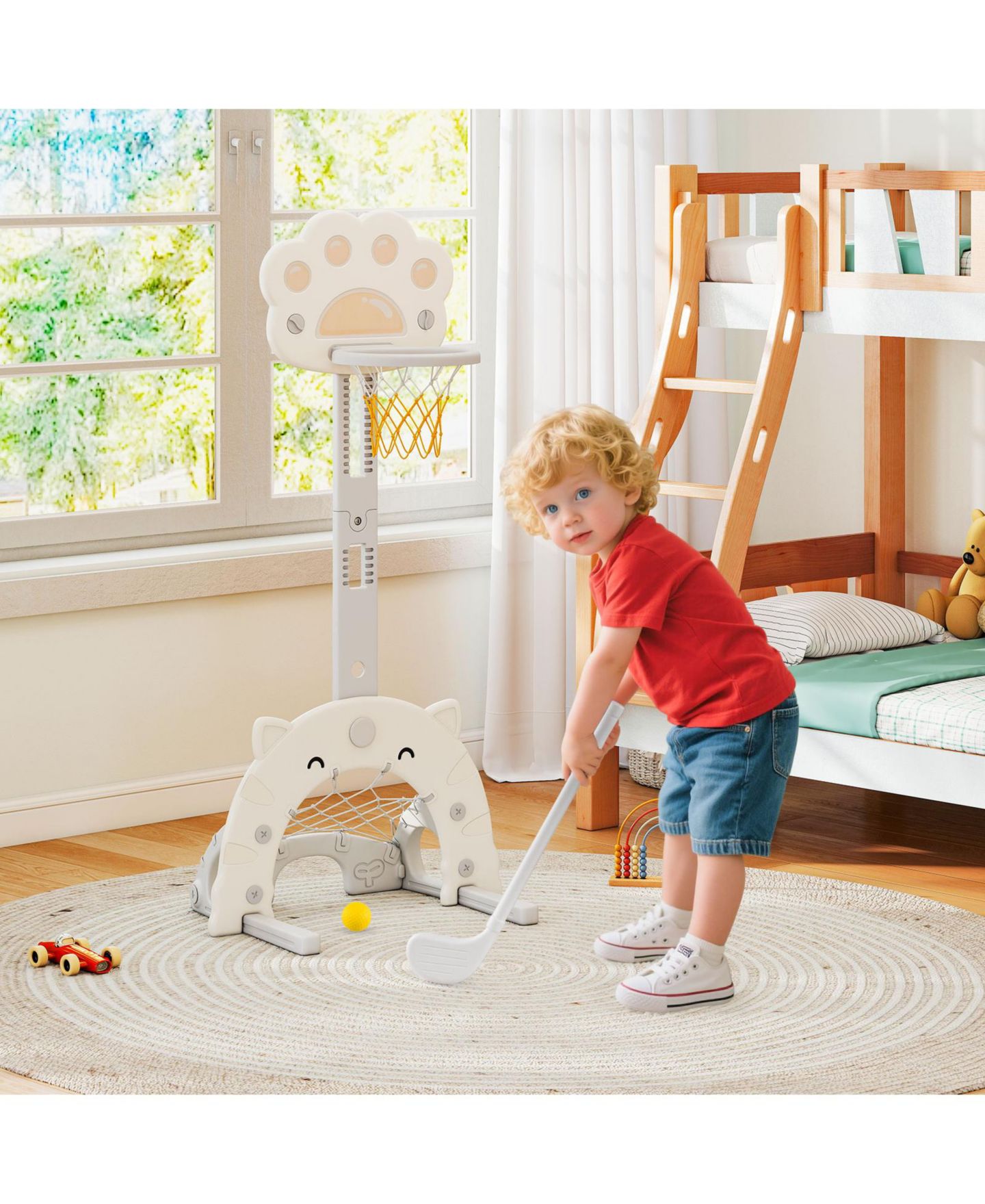 Детская игрушка SUGIFT 3-in-1 Toddler Sports Center, Adjustable 25-49" Basketball Hoop with Water-Filled Base, Ages 3+, цвет: Серый — фото 4