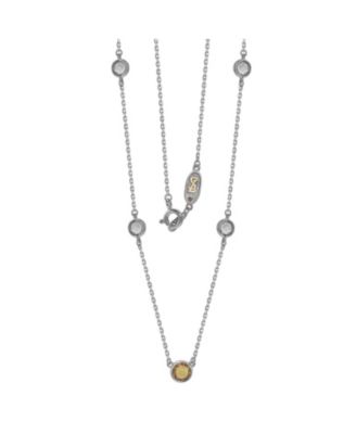 Suzy Levian Sterling Silver Sapphire & Created White Sapphire 5 Stone Station Necklace