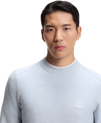 Men's Cashmere Cotton Logo Patch Structured Sweater