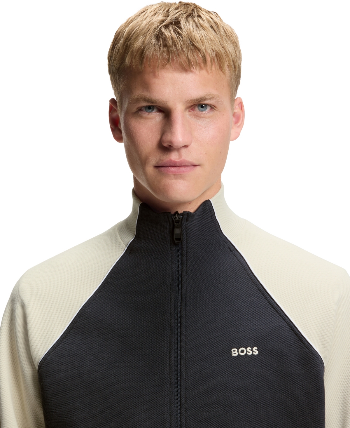 Boss by Hugo Men's Cotton-Blend Contrast Piping Sweatshirt