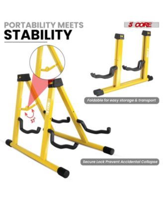 Double Guitar Stand Floor Adjustable A Frame Folding Acoustic Electric Guitars Holder Stands GSS 2N1 YLW