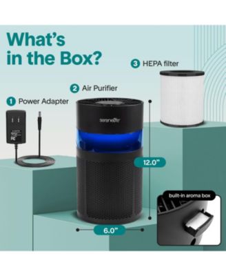 Portable Air Purifier with Aroma Box, Ambient Light, High-Efficiency Filter, 2-Speed, Timer & Sleep Mode.