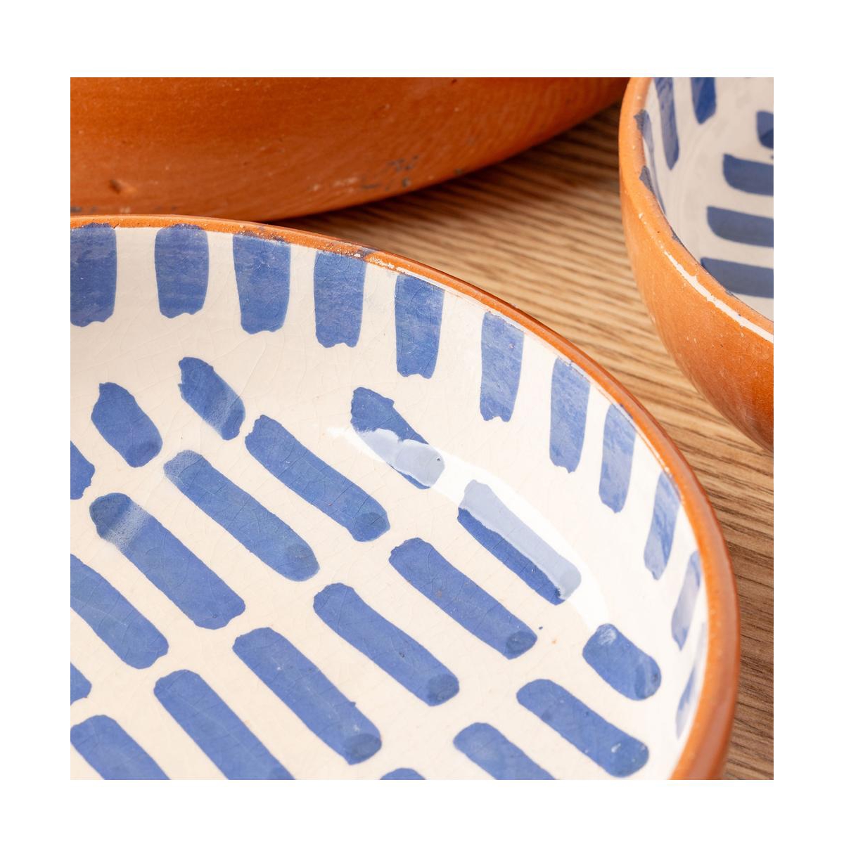 Verve Culture Ceramic Nesting Dish Set of 3 - Blue Stripe