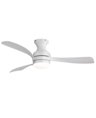 52-inch Modern White 3-Blade Flush Mount Ceiling Fan with Led Light and Remote Control