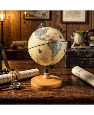 Antique Globe Dia 5.5 Inch Mini Rotating World Globe with Wooden Base