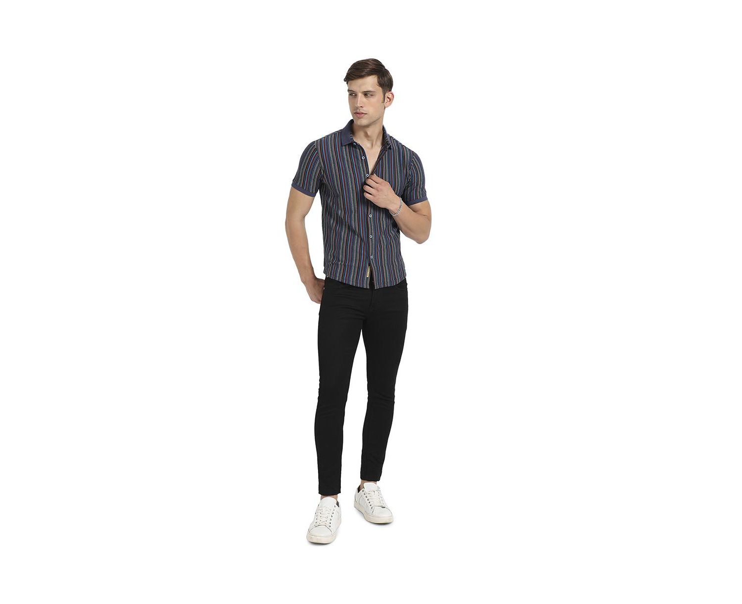 Men's Multicolour Contrast Knitted Shirt