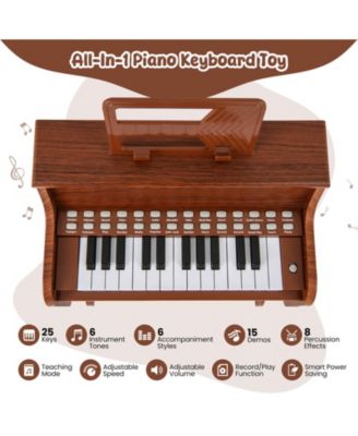 25 Keys Digital Piano with Music Stand Stool Lighted Keys Teaching Mode for 3+ Kids