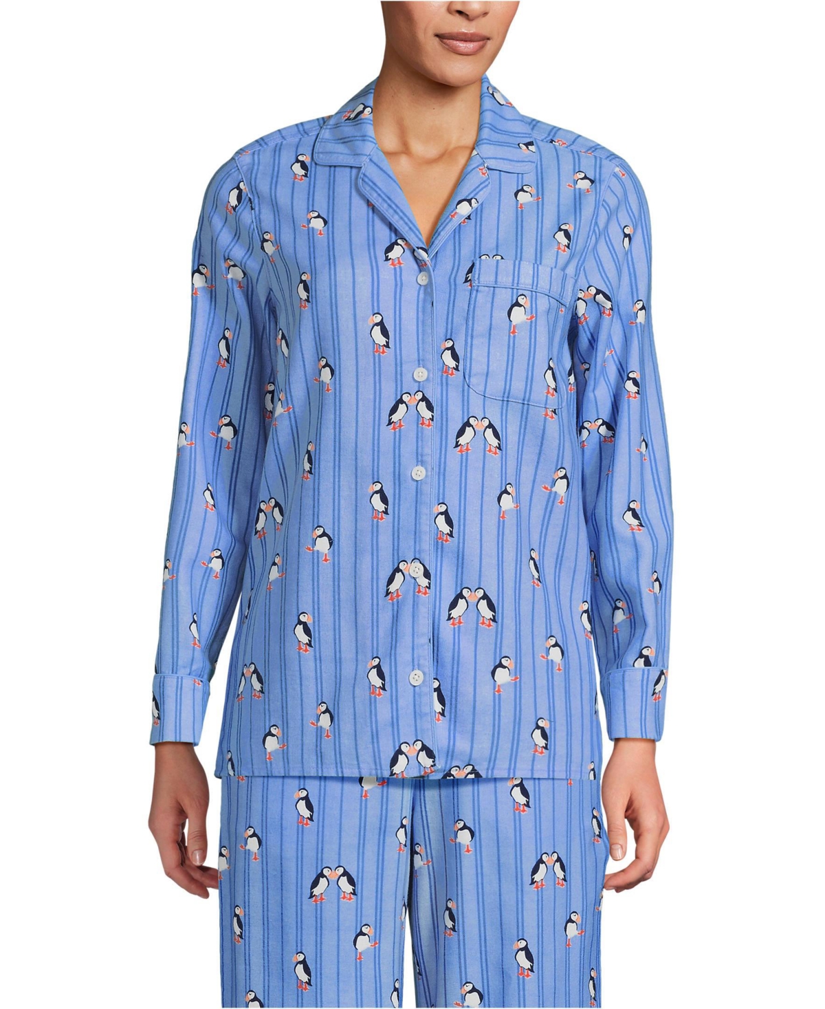 Lands' End Women's Long Sleeve Print Flannel Pajama Top