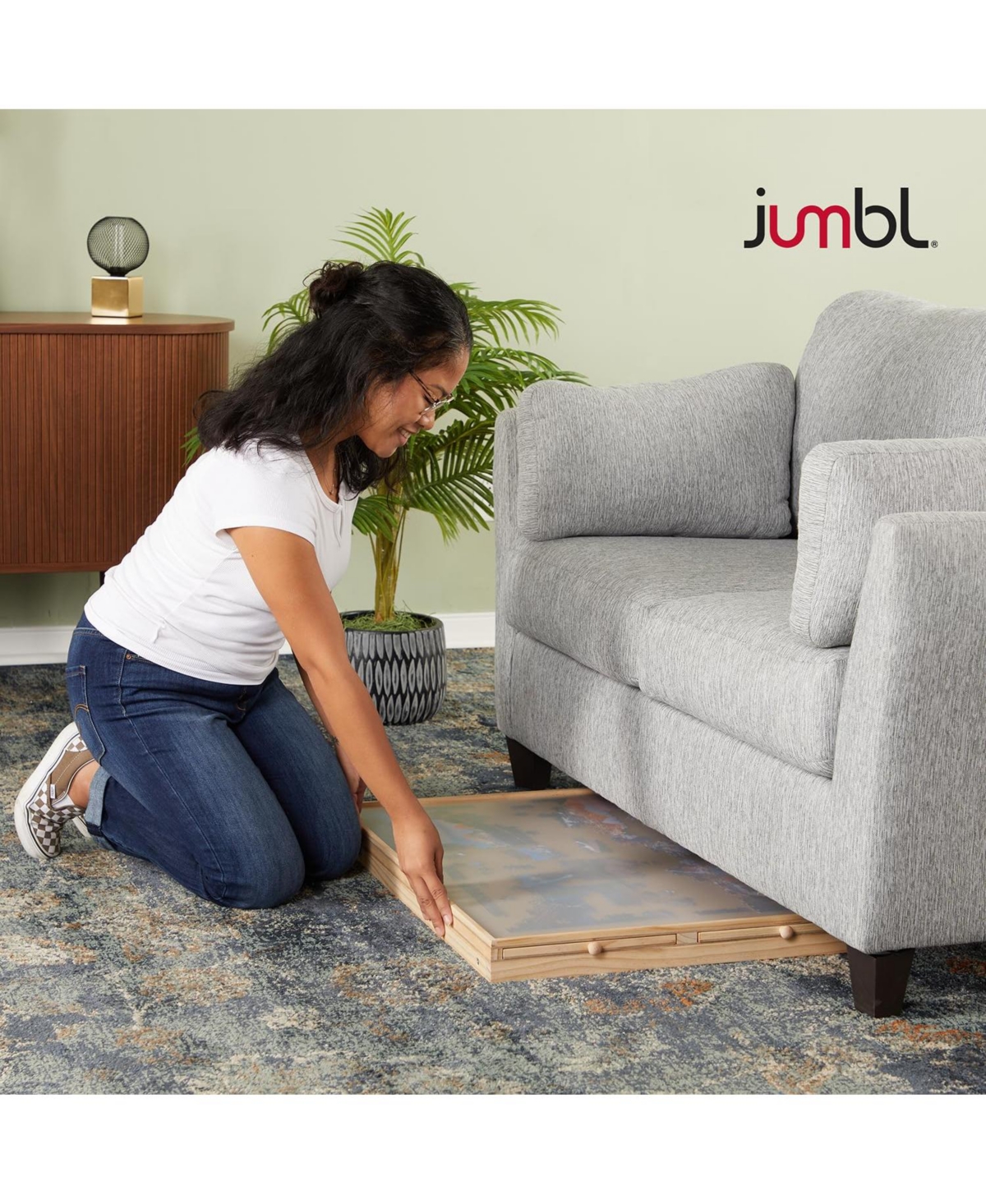 Jumbl 1000-Piece Puzzle Board with Drawers, Foldable Legs & Cover - Wooden Jigsaw Puzzle Table