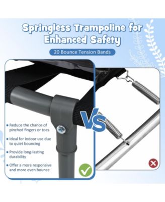 Kids LED Light Trampoline with Foam Handrail Foldable Frame and Safety Cover