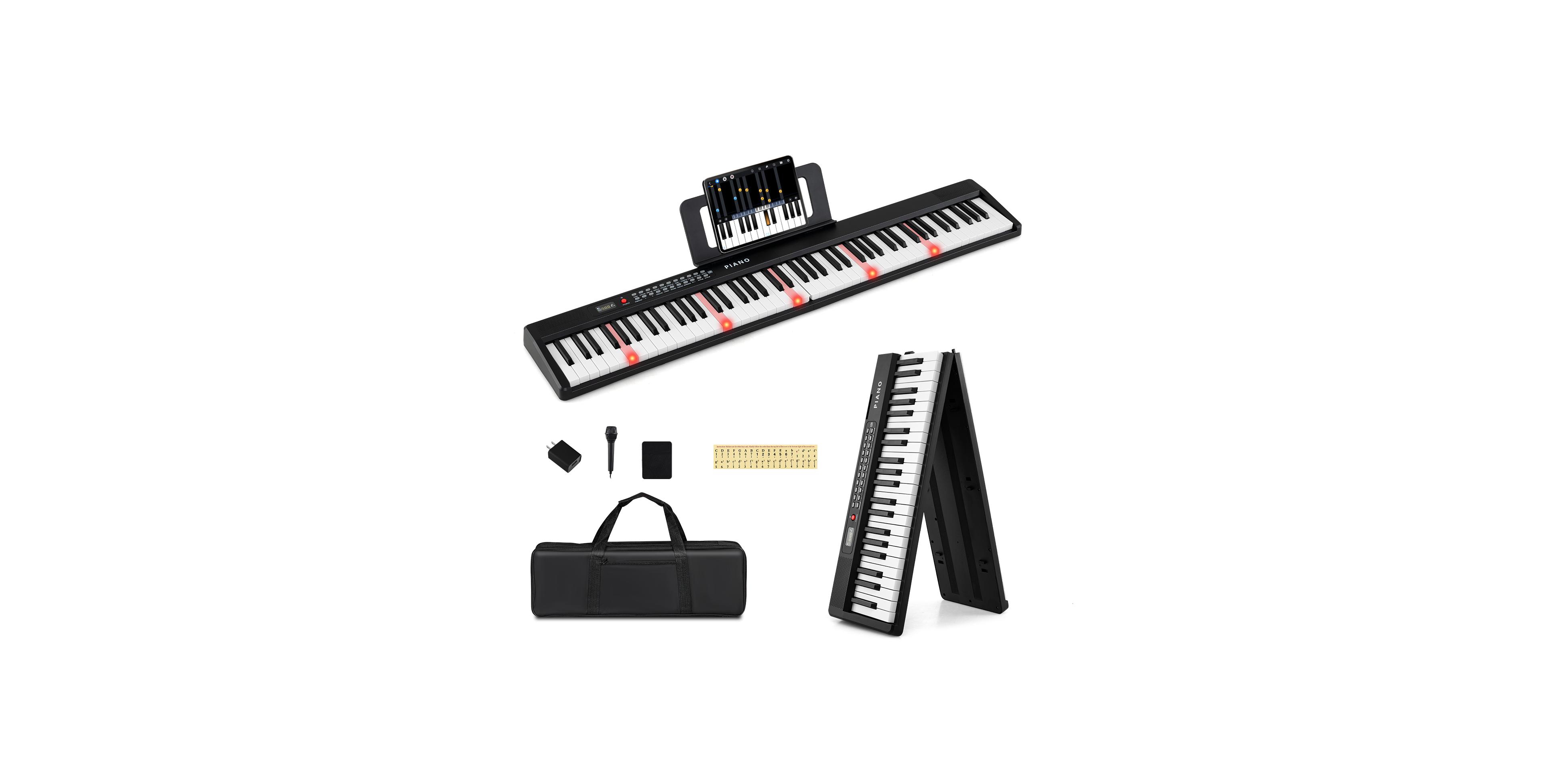 Hongge 88 Key Foldable Digital Piano Keyboard With Semi Weighted Keys And Carrying Bag