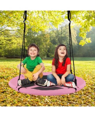 2-in-1 40 Inch Kids Hanging Chair Detachable Swing Tent Set-Pink