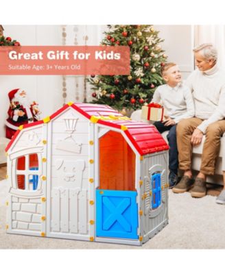 Cottage Kids Playhouse with Openable Windows and Working Door