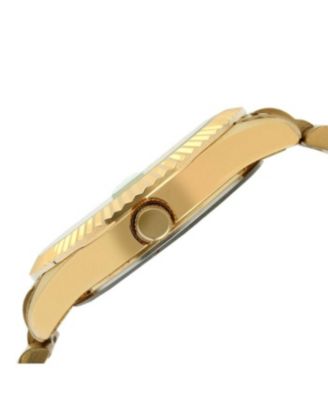 Men's 40mm White Face Fluted Bezel Gold Bracelet Watch