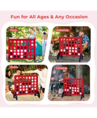 Wooden 4-In-a-row Game Set With 42 PCS Chips And 600D Oxford Fabric Carrying Bag