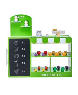 Wooden Pretend Play Grocery Store Toy Set with Accessories for Kids