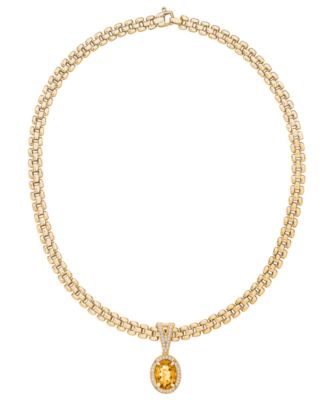 Amethyst (5-3/8 ct. t.w.) & White Topaz (3/4 ct. t.w.) Panther Link 18" Necklace in 14k Gold-Plated Sterling Silver