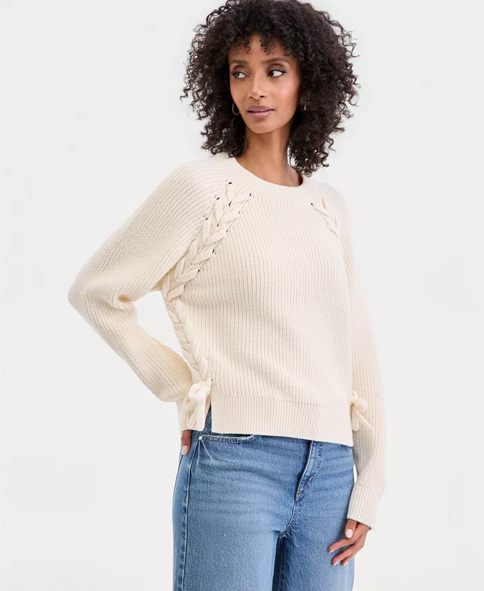 Women's Lace-Up-Detail Sweater - thumbnail 5