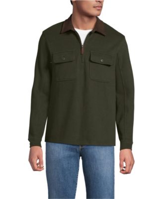 Men's Long Sleeve Corduroy Collar Bedford Rib Quarter Zip