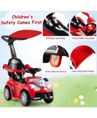 Baby 3-in-1 Sliding Walker w/ Adjustable Canopy Horn Music & Light