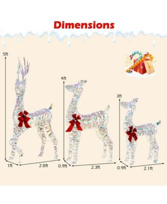 3-Piece Large Lighted Christmas Reindeer Family with LED Lights & Bows Buck