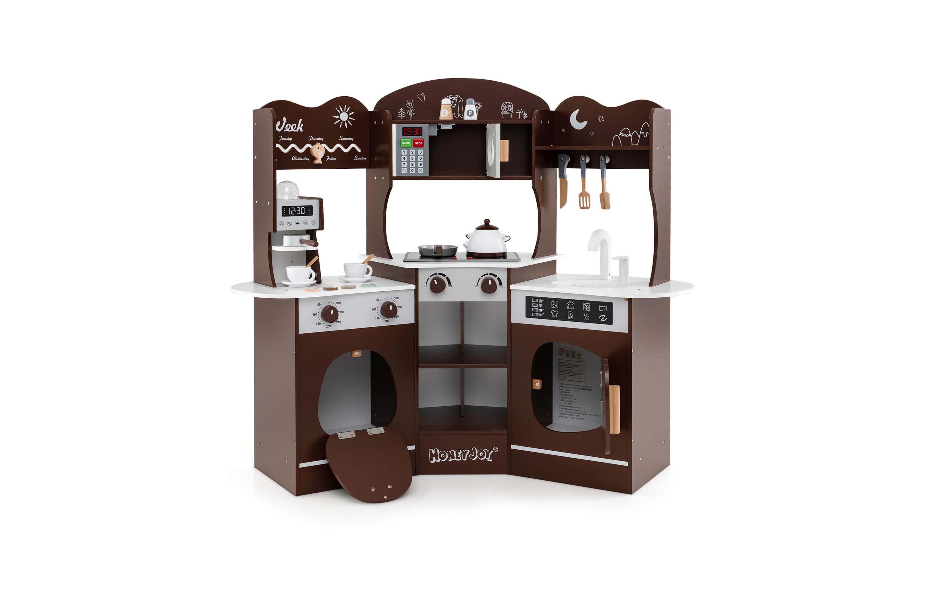 Costway Corner Kitchen Playset with Coffee Machine, 12-Piece, Ages 3+